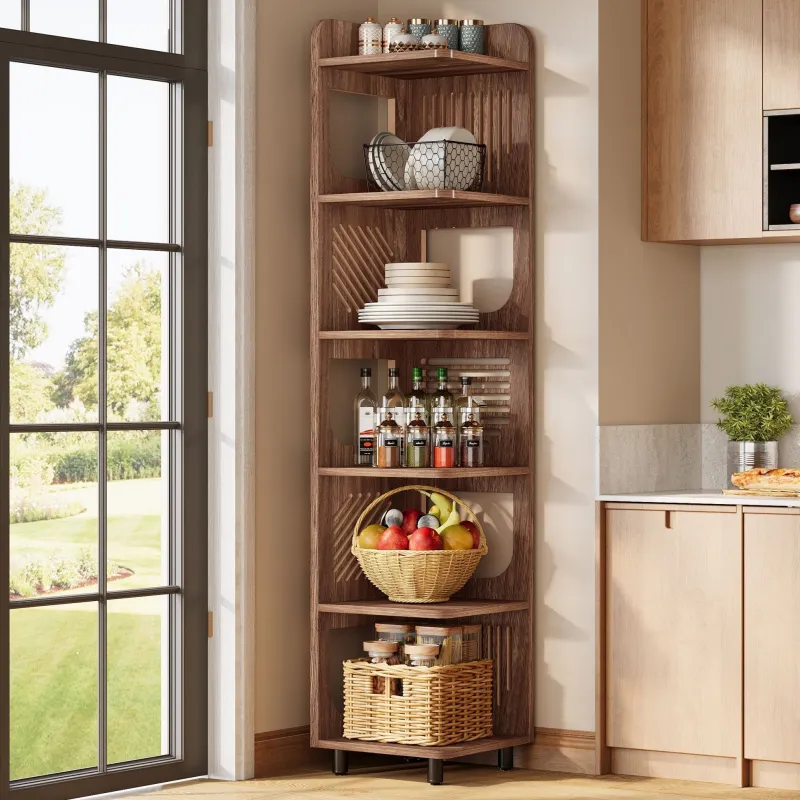 Tribesigns Bookcases & Bookshelves|Bookcases & Bookshelves*71" Corner Shelf, Narrow Bookshelf Display Shelf with Storage Rack