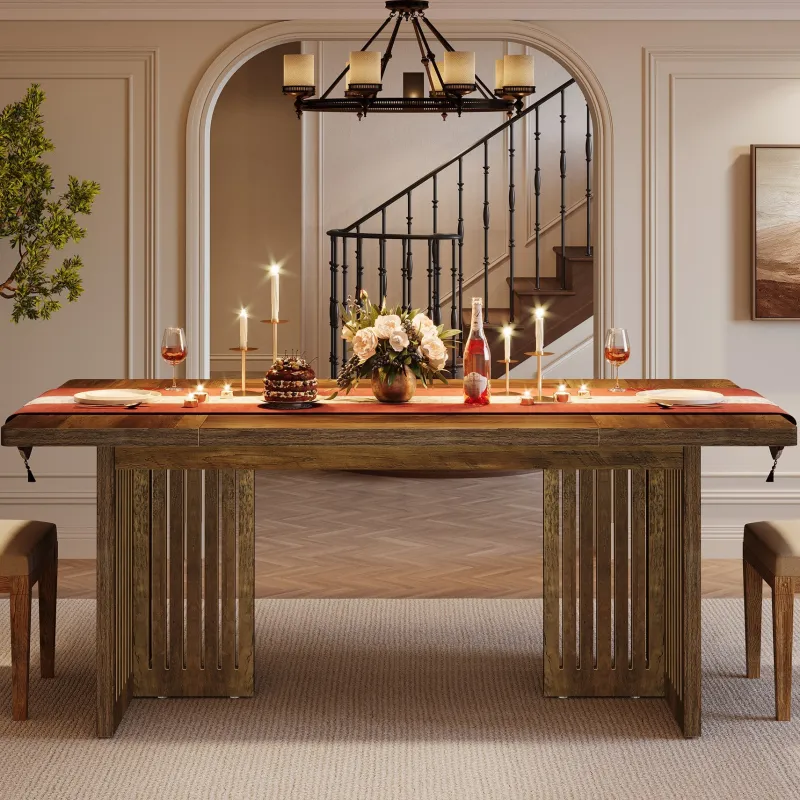 Tribesigns Dining Tables*63" Dining Table, Farmhouse Dinner Table Kitchen Table for 4 - 6