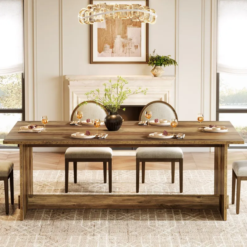 Tribesigns Dining Tables*63" Dining Table, Farmhouse Dining Room Table Kitchen Table for 4 - 6