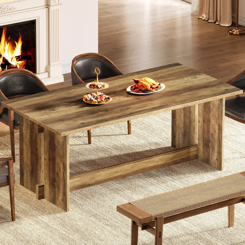 Tribesigns Dining Tables*63" Dining Table, Farmhouse Dining Room Table Kitchen Table for 4 - 6