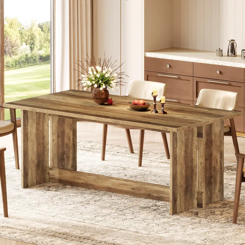 Tribesigns Dining Tables*63" Dining Table, Farmhouse Dining Room Table Kitchen Table for 4 - 6