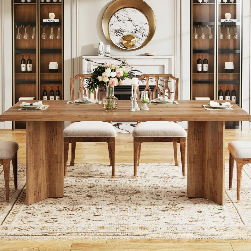 Tribesigns Dining Tables*63" Dining Table, Farmhouse Kitchen Table with Large Tabletop for 4-6