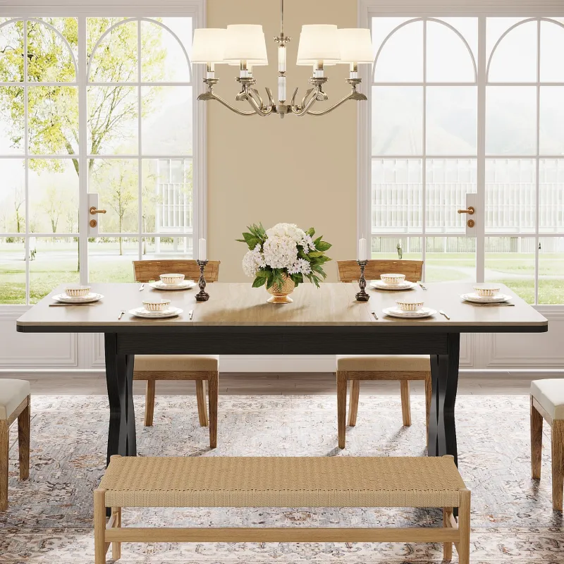Tribesigns Dining Tables*70.8" Dining Table, Farmhouse Kitchen Dinner Table for 6 - 8