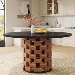 Tribesigns Dining Tables*47" Dining Table, Farmhouse Round Kitchen Table for 4 - 6 People