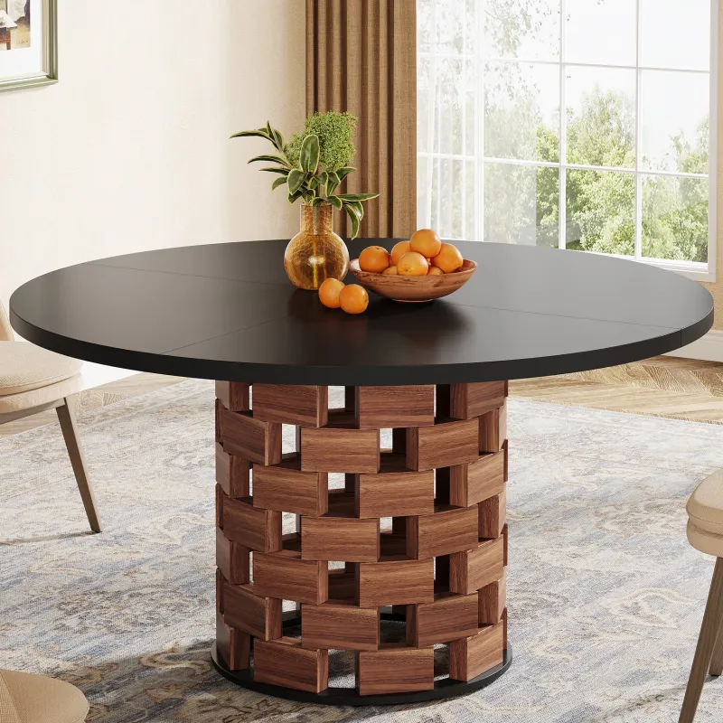 Tribesigns Dining Tables*47" Dining Table, Farmhouse Round Kitchen Table for 4 - 6 People