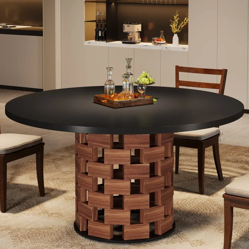 Tribesigns Dining Tables*47" Dining Table, Farmhouse Round Kitchen Table for 4 - 6 People