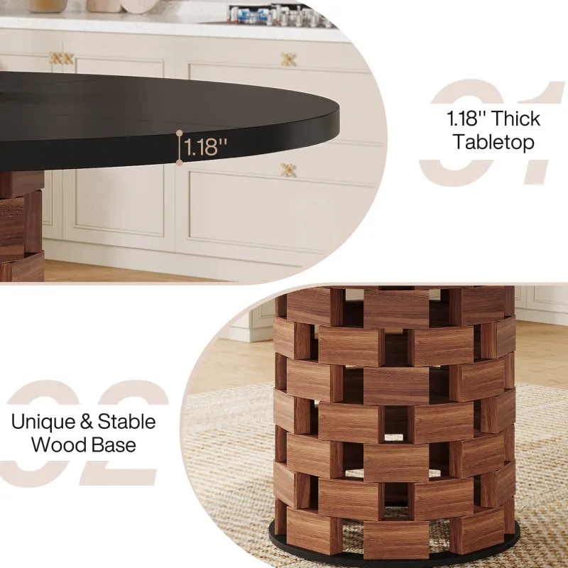 Tribesigns Dining Tables*47" Dining Table, Farmhouse Round Kitchen Table for 4 - 6 People