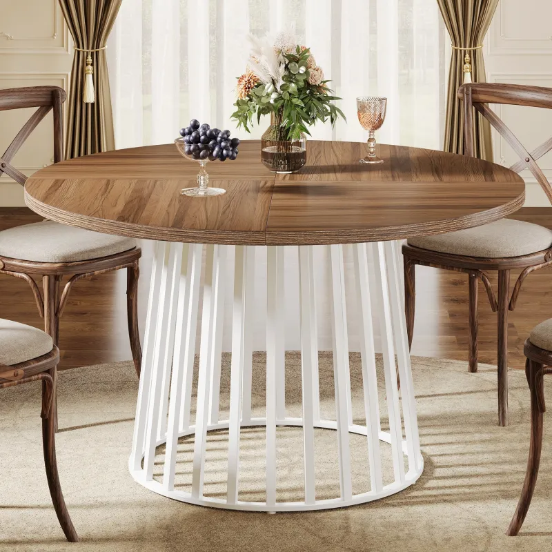 Tribesigns Dining Tables*47" Dining Table, Farmhouse Round Kitchen Table for 4 - 6
