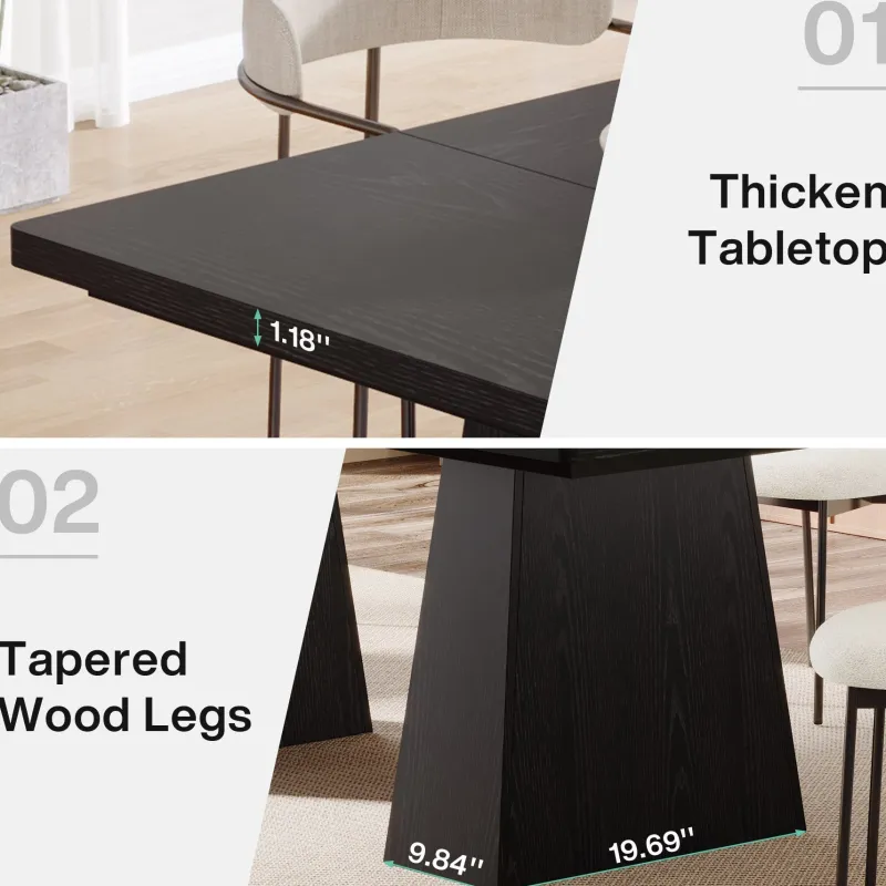 Tribesigns Dining Tables*63" Dining Table, Farmhouse Wood Kitchen Table for 6 People