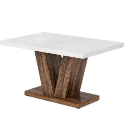Tribesigns Dining Tables*47" Dining Table, Farmhouse Wooden Kitchen Dinner Table with Duty Pedestal