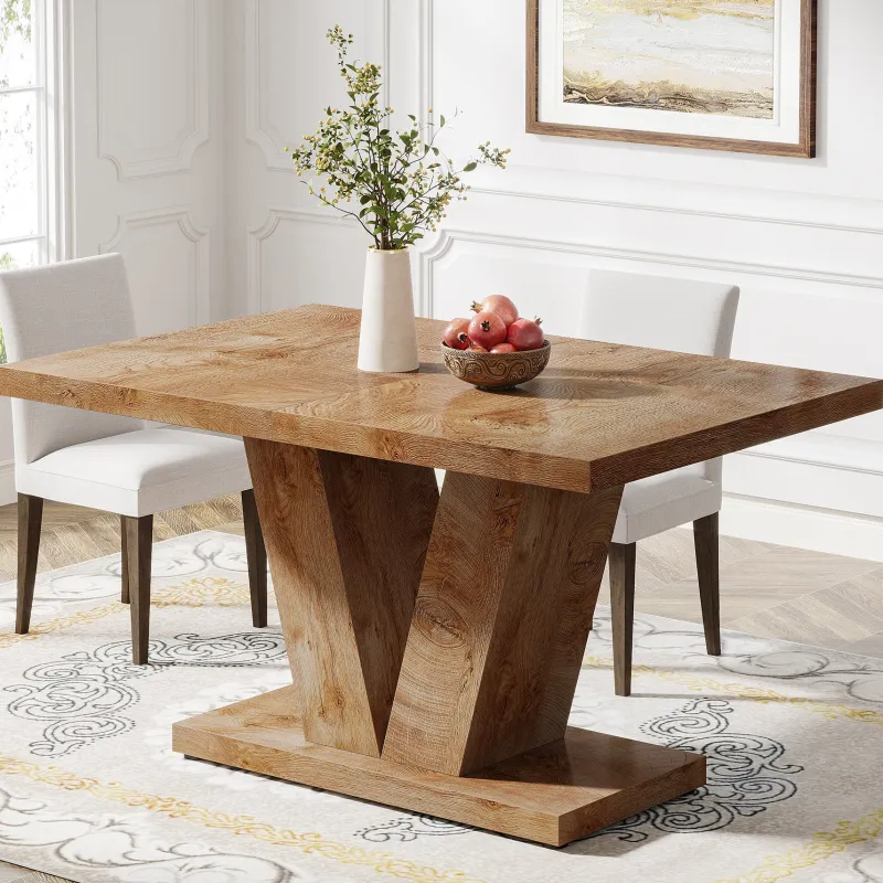 Tribesigns Dining Tables*47" Dining Table, Farmhouse Wooden Kitchen Dinner Table with Duty Pedestal
