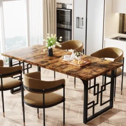 Tribesigns Dining Tables*63" Dining Table for 4-6 People, Rectangular Wooden Dinner Kitchen Table