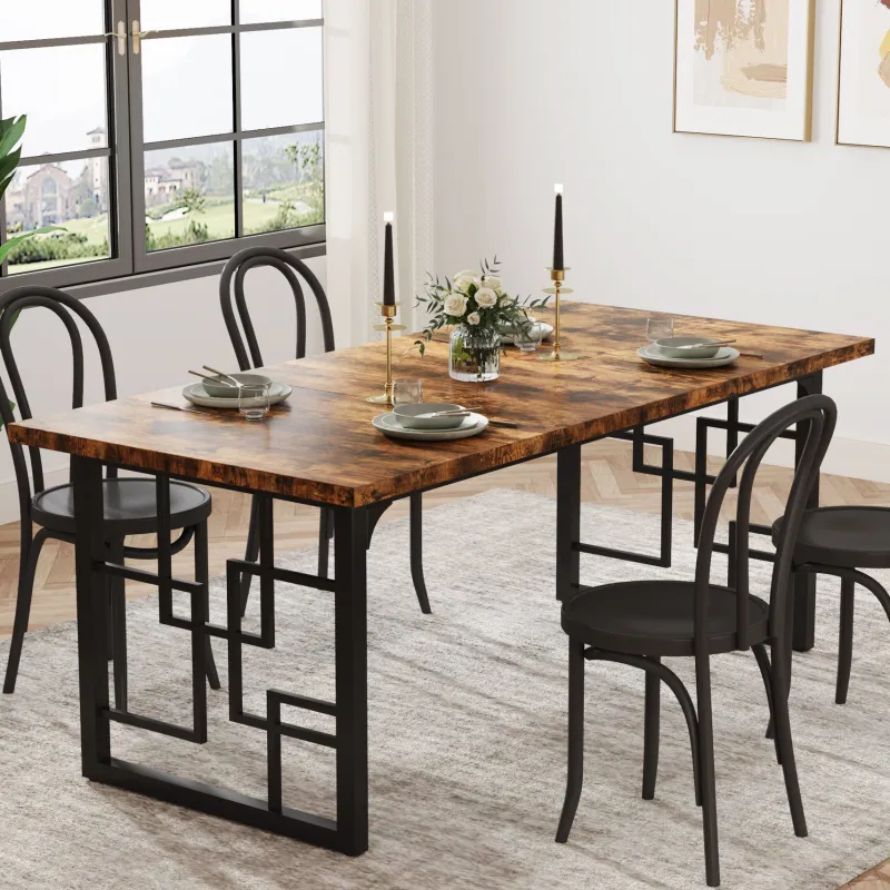 Tribesigns Dining Tables*63" Dining Table for 4-6 People, Rectangular Wooden Dinner Kitchen Table