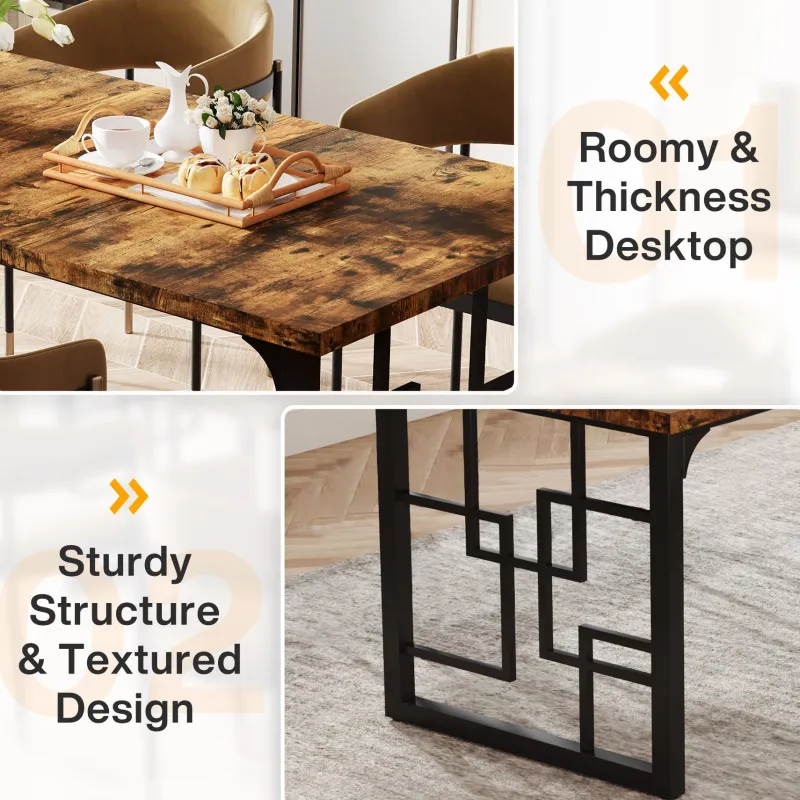Tribesigns Dining Tables*63" Dining Table for 4-6 People, Rectangular Wooden Dinner Kitchen Table