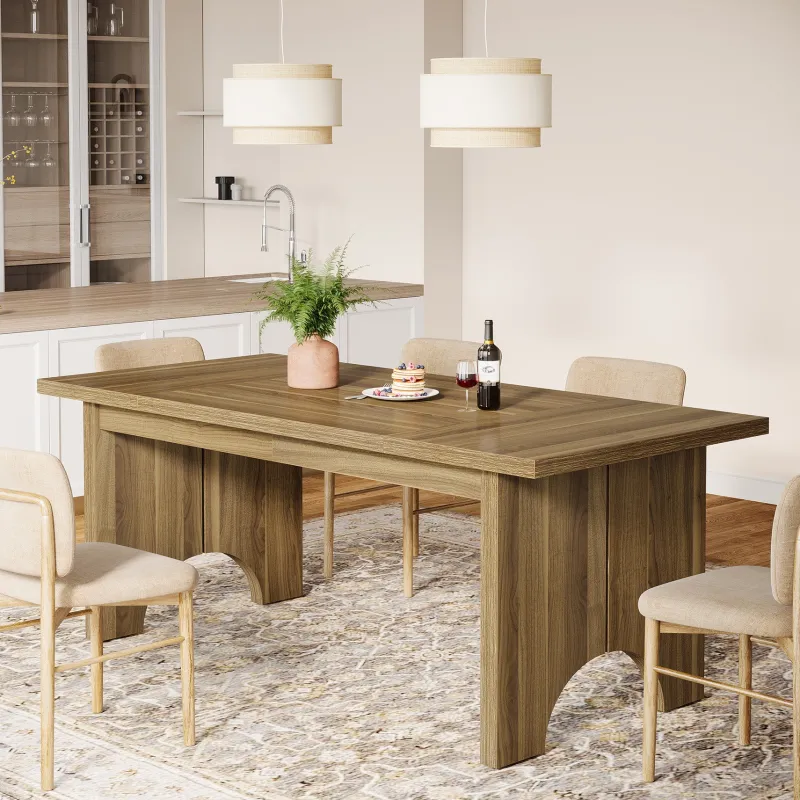 Tribesigns Dining Tables*63" Dining Table, Framhouse Kitchen DInner Table For 6 people