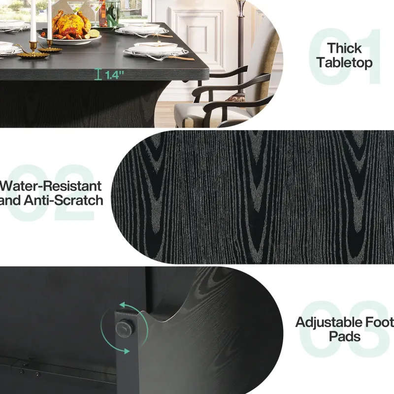 Tribesigns Dining Tables*63" Dining Table, Modern Rectangular Kitchen Table for 4-6