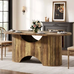 Tribesigns Dining Tables*63" Dining Table, Oval Farmhouse Kitchen Table for 4