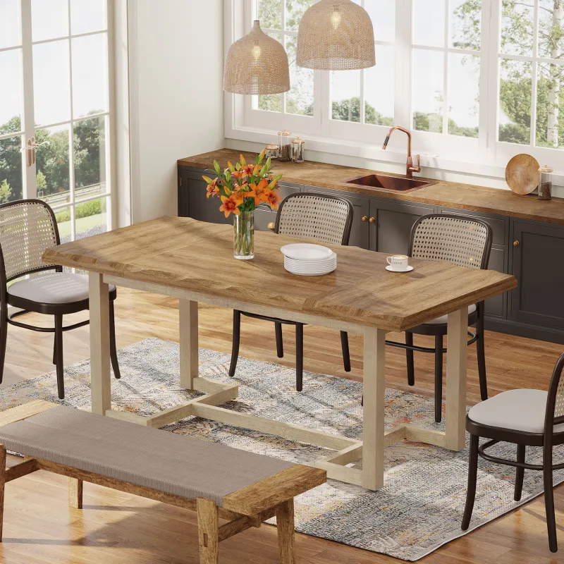 Tribesigns Dining Tables*63" Dining Table, Rectangular Wood Kitchen Table for 4-6