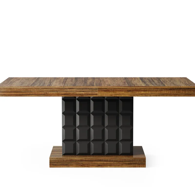 Tribesigns Dining Tables*63" Dining Table, Rectangular Kitchen Table with Geometric Relief for 4 - 6
