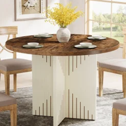 Tribesigns Dining Tables*39" Dining Table, Round Kitchen Table Dinner Table with Pedestal Base