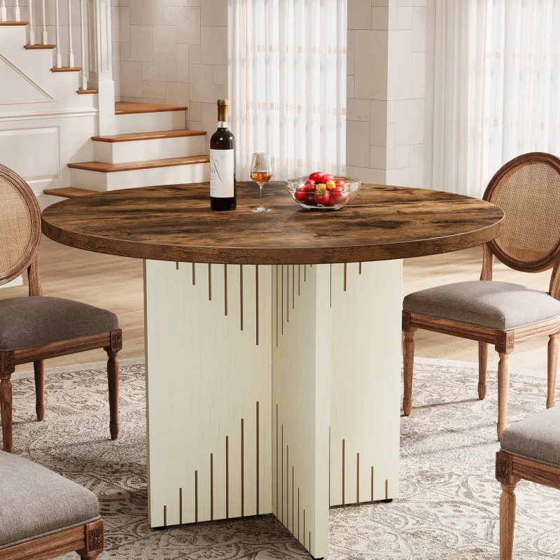 Tribesigns Dining Tables*39" Dining Table, Round Kitchen Table Dinner Table with Pedestal Base