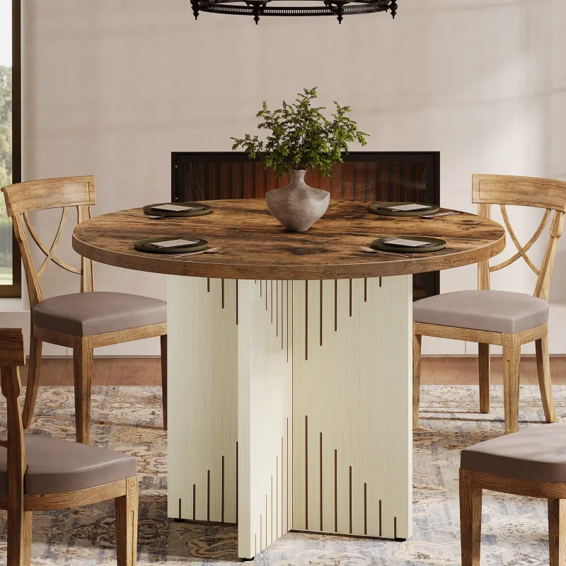 Tribesigns Dining Tables*39" Dining Table, Round Kitchen Table Dinner Table with Pedestal Base