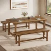 Tribesigns Dining Tables*55" Dining Table Set, 3 - Piece Kitchen Table Set with 2 Benches