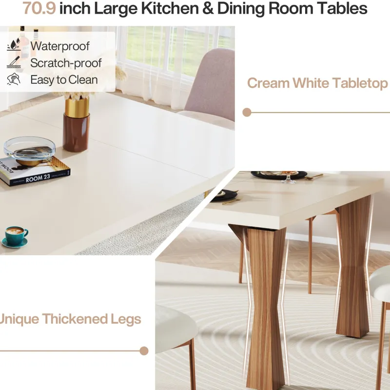 Tribesigns Dining Tables*70.8" Dining Table, Sturdy Rectangular Kitchen Table for 6-8