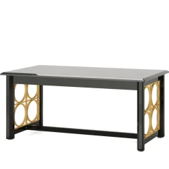 Tribesigns Dining Tables*63” Dining Table with Gold Metal & Glossy Surface for 4-6 People
