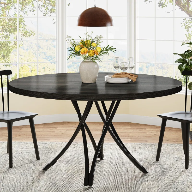 Tribesigns Dining Tables*47" Dining Table, Wood Circle Kitchen Table for 4