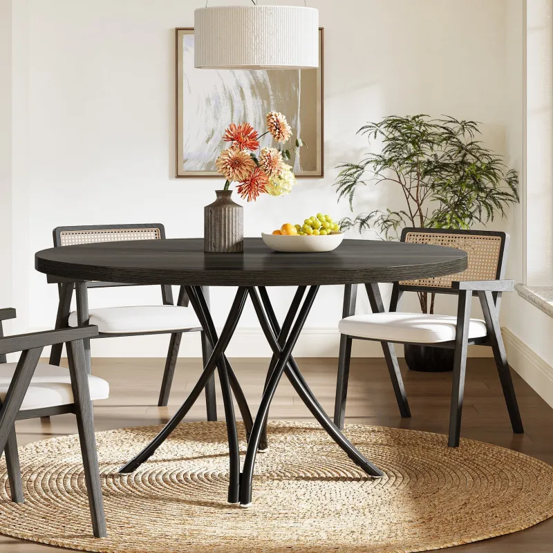 Tribesigns Dining Tables*47" Dining Table, Wood Circle Kitchen Table for 4