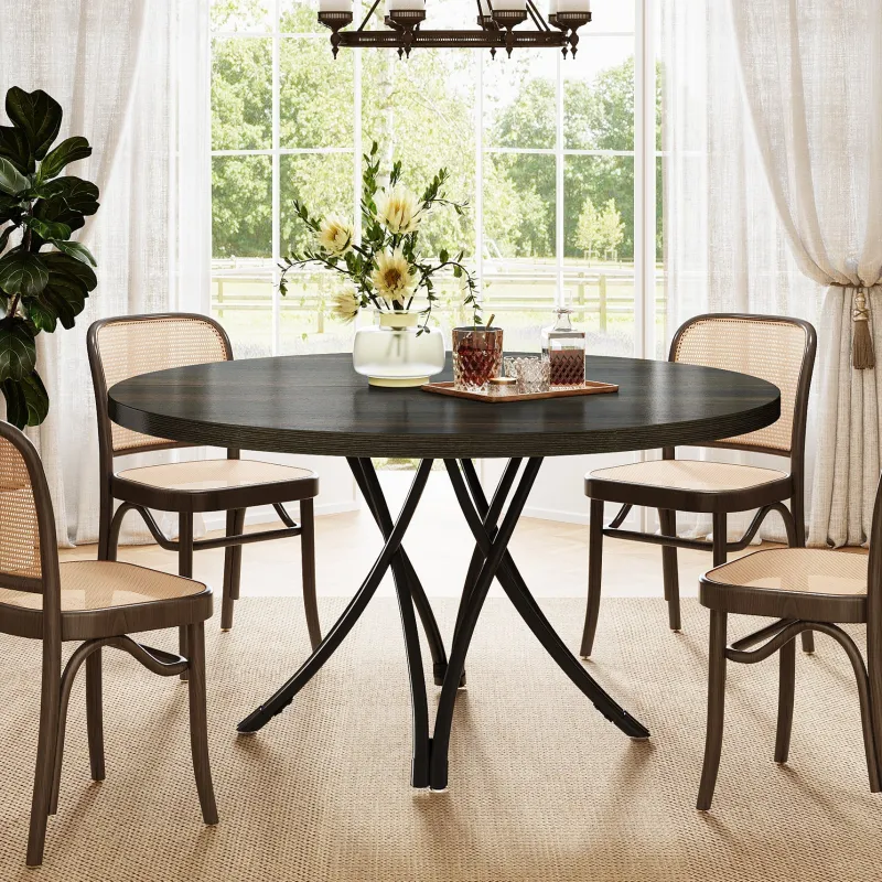 Tribesigns Dining Tables*47" Dining Table, Wood Circle Kitchen Table for 4