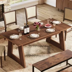 Tribesigns Dining Tables*63" Dining Table, Wood Farmhouse Kitchen Table for 4-6