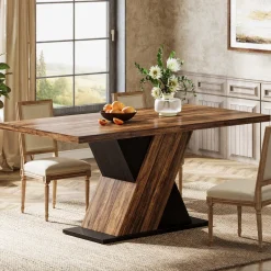 Tribesigns Dining Tables*55" Dining Table, Wood Kitchen Dinner Table for 4 - 6