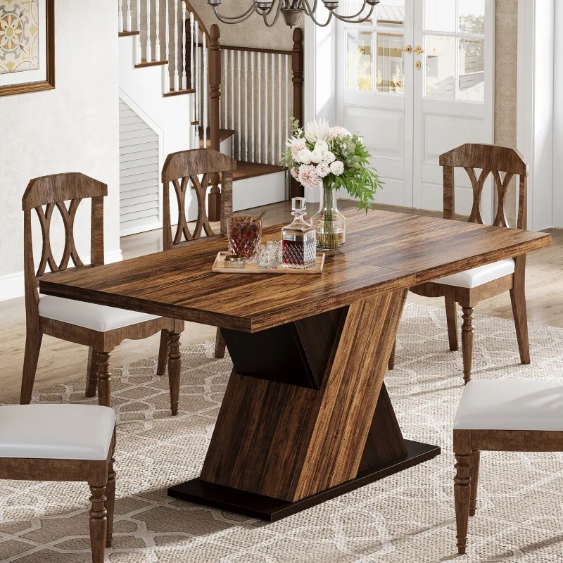 Tribesigns Dining Tables*55" Dining Table, Wood Kitchen Dinner Table for 4 - 6
