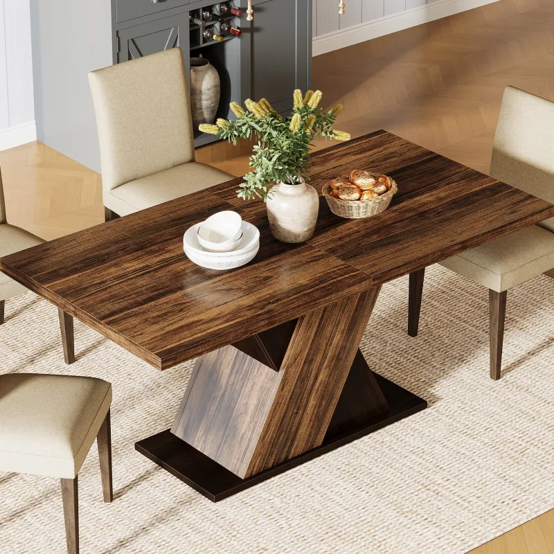 Tribesigns Dining Tables*55" Dining Table, Wood Kitchen Dinner Table for 4 - 6