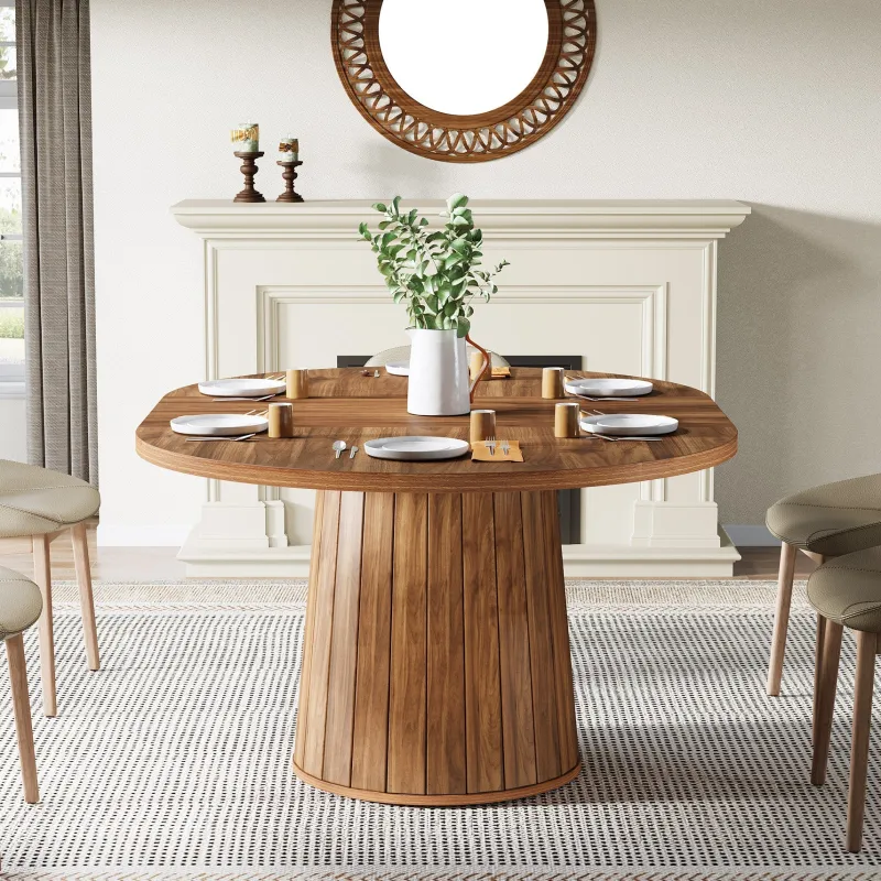 Tribesigns Dining Tables*55" Dining Table, Wood Oval Kitchen Dinner Table