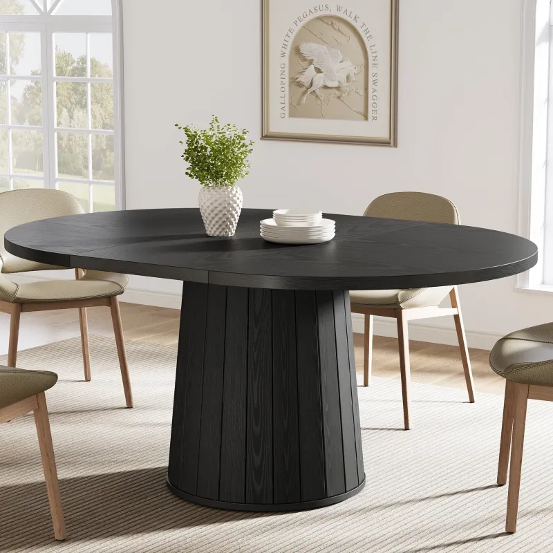 Tribesigns Dining Tables*55" Dining Table, Wood Oval Kitchen Dinner Table