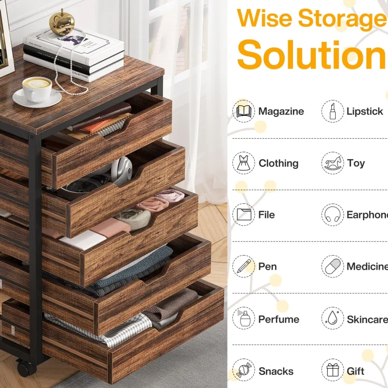 Tribesigns Chests Of Drawers*5/7 Drawer Chest, Wood Storage Dresser Cabinet with Wheels