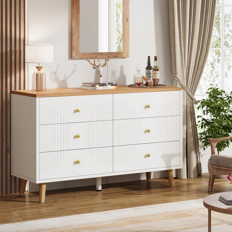 Tribesigns Chests Of Drawers*6 Drawer Dresser, 47" Modern Wood Storage Organizer Chest of Drawers