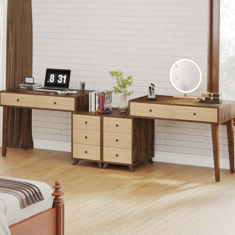 Tribesigns Desks*5 Drawers Computer Desk, 51" Study Writing Table with Reversible Drawer Cabinet