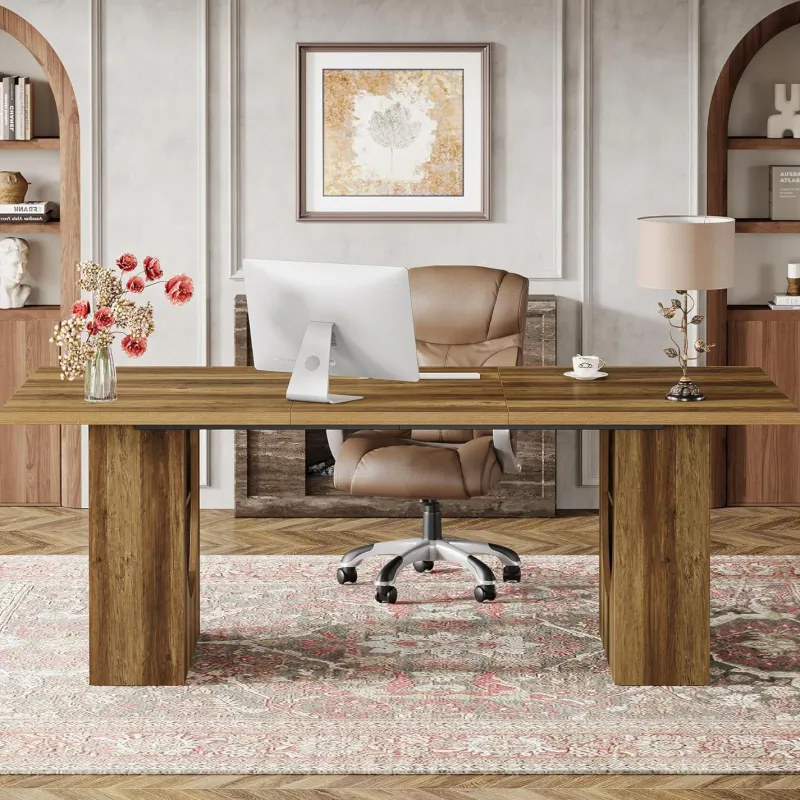 Tribesigns Desks*70.8" Executive Desk, Home Office Desk Computer Desk with Storage Shelves