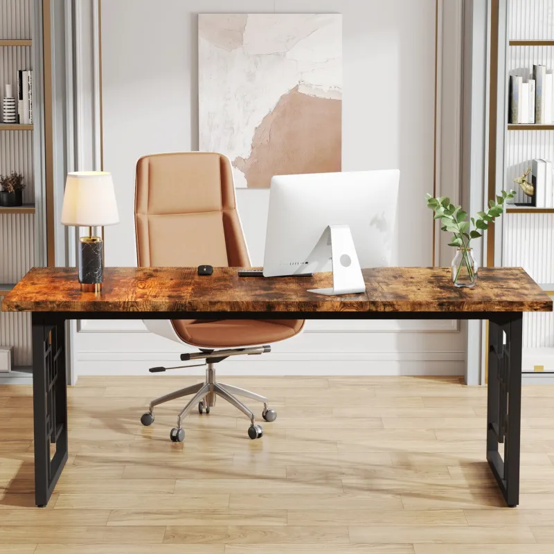Tribesigns Desks*63" Executive Desk, Industrial Study Computer Desk with Metal Legs