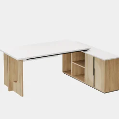 Tribesigns Desks*74" Executive Desk, L - Shaped Computer Desk Office Desk With Cabinet