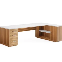 Tribesigns Desks*85.8" Executive Desk, L - Shaped Office Desk Computer Desk with File Drawers
