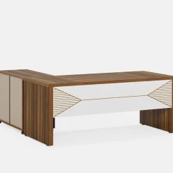Tribesigns Desks*63" Executive Desk, L Shaped Computer Desk with Storage Cabinet and Drawers