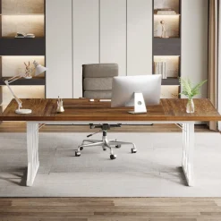 Tribesigns Desks*70.8" Executive Desk, Retro Office Desk Computer Desk