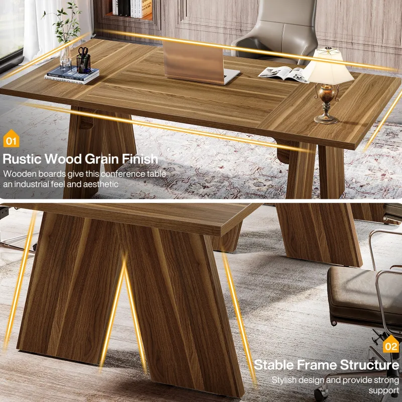 Tribesigns Desks*70.9" Executive Desk, Wood 6FT Conference Table Meeting Table Computer Desk