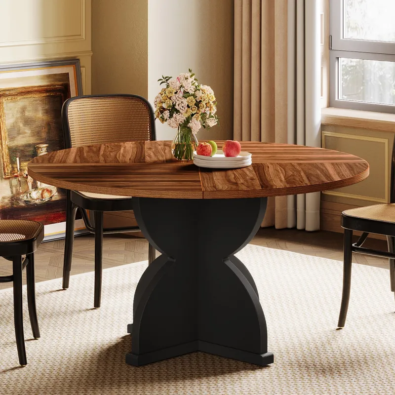 Tribesigns Dining Tables*47" Farmhouse Dining Table, Wood Circle Kitchen Table for 4 - 6 People