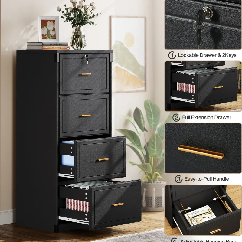 Tribesigns File Cabinets|File Cabinets*51" File Cabinet, Vertical Filing Cabinet with 4 Storage Drawers